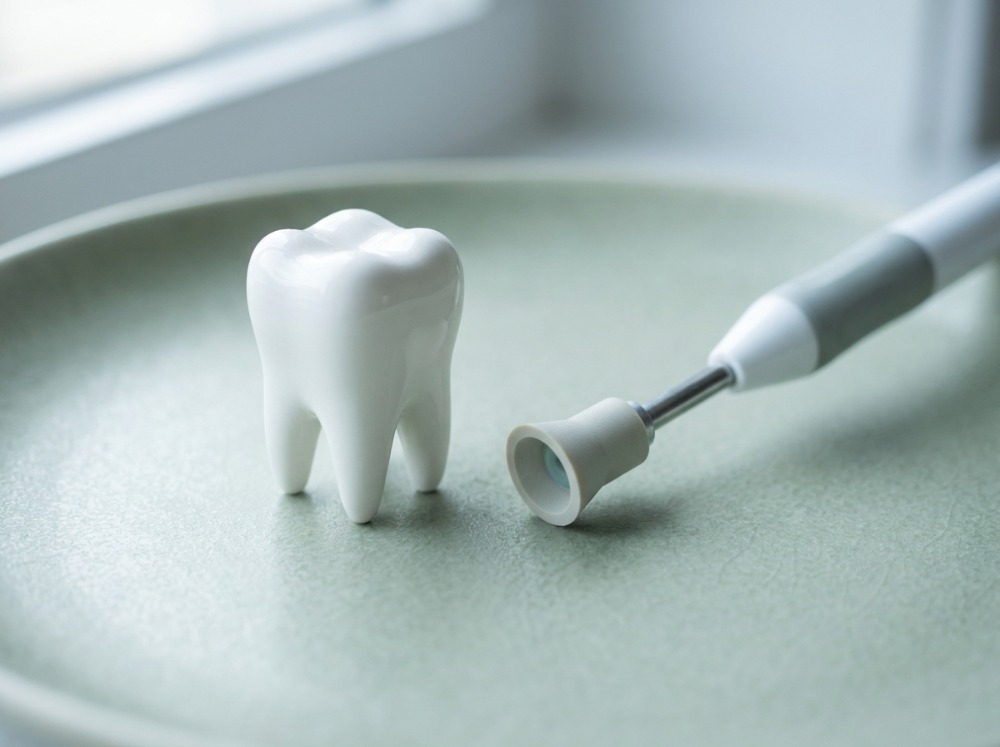 Tooth model and polishing instrument